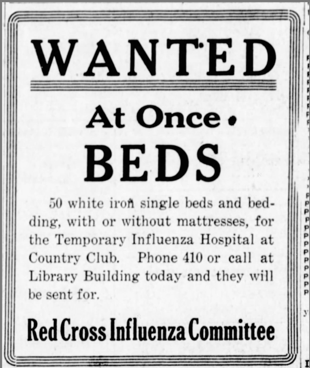 Wanted at once